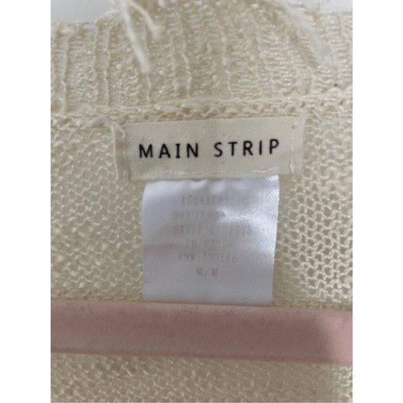 Main Strip Star Distressed Sweater Scoopneck Preppy Teacher Funky Oversized M - Picture 4 of 5